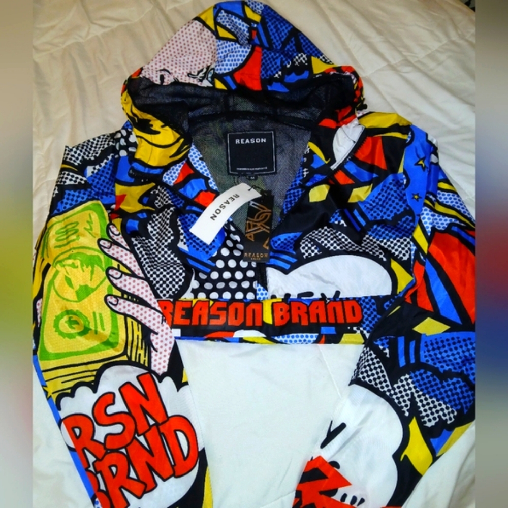 (Unisex)  Reason Brand Pop Art Hoodie - Multicolor